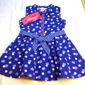 AMERICAN GIRL Purr-fect Dots Dress for Girls Blue White Sleeveless Girls 6